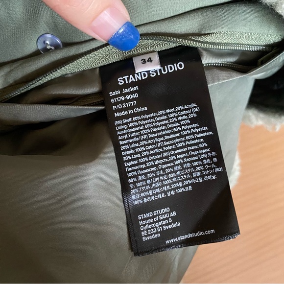 Stand Studio Sabi faux fur teddy sherpa jacket sage green - Picture 10 of 13